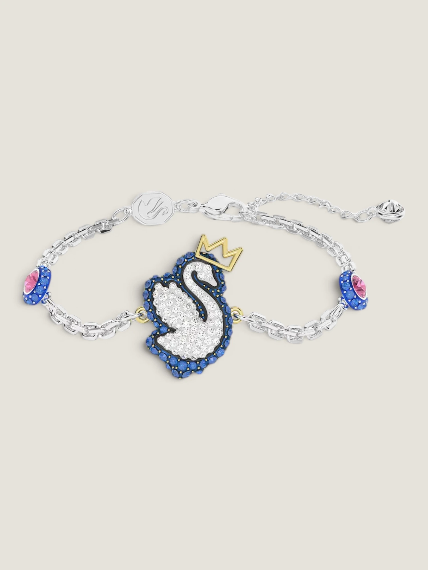Pop Swan Bracelet, Swan, Blue, Rhodium Plated