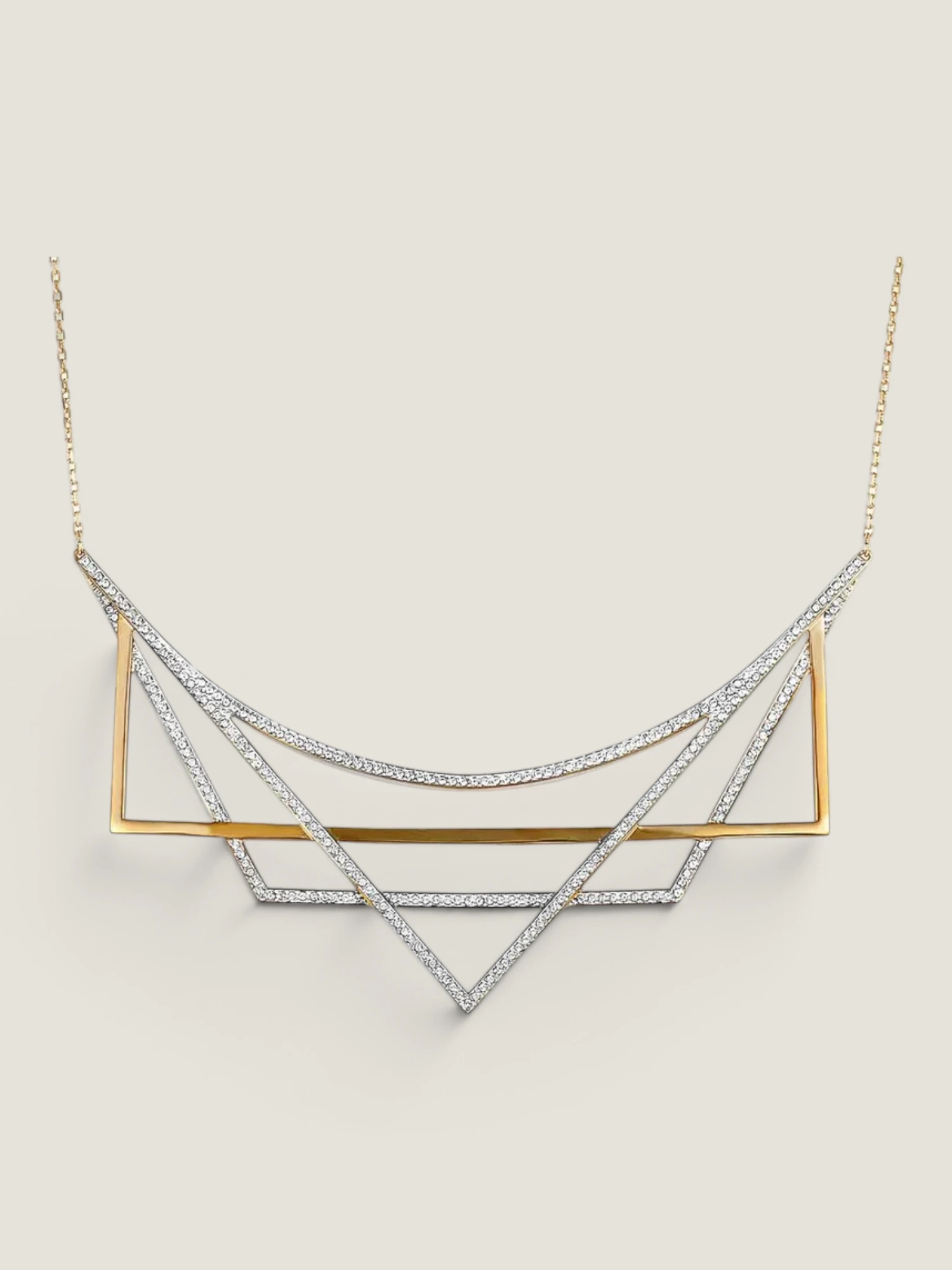 Geometry White and Rose Gold Plated Crystal Necklace
