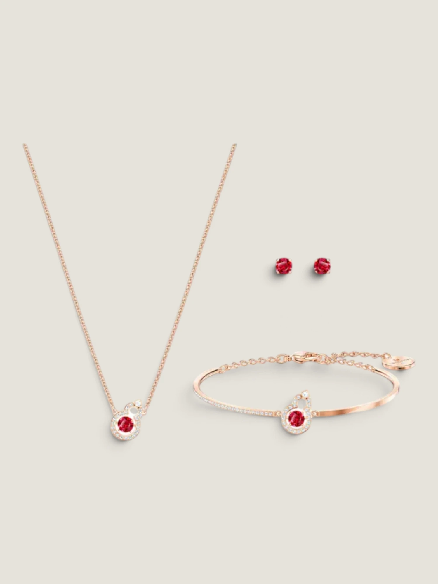 Full Blessing Hulu Set, Red, Rose-gold tone plated