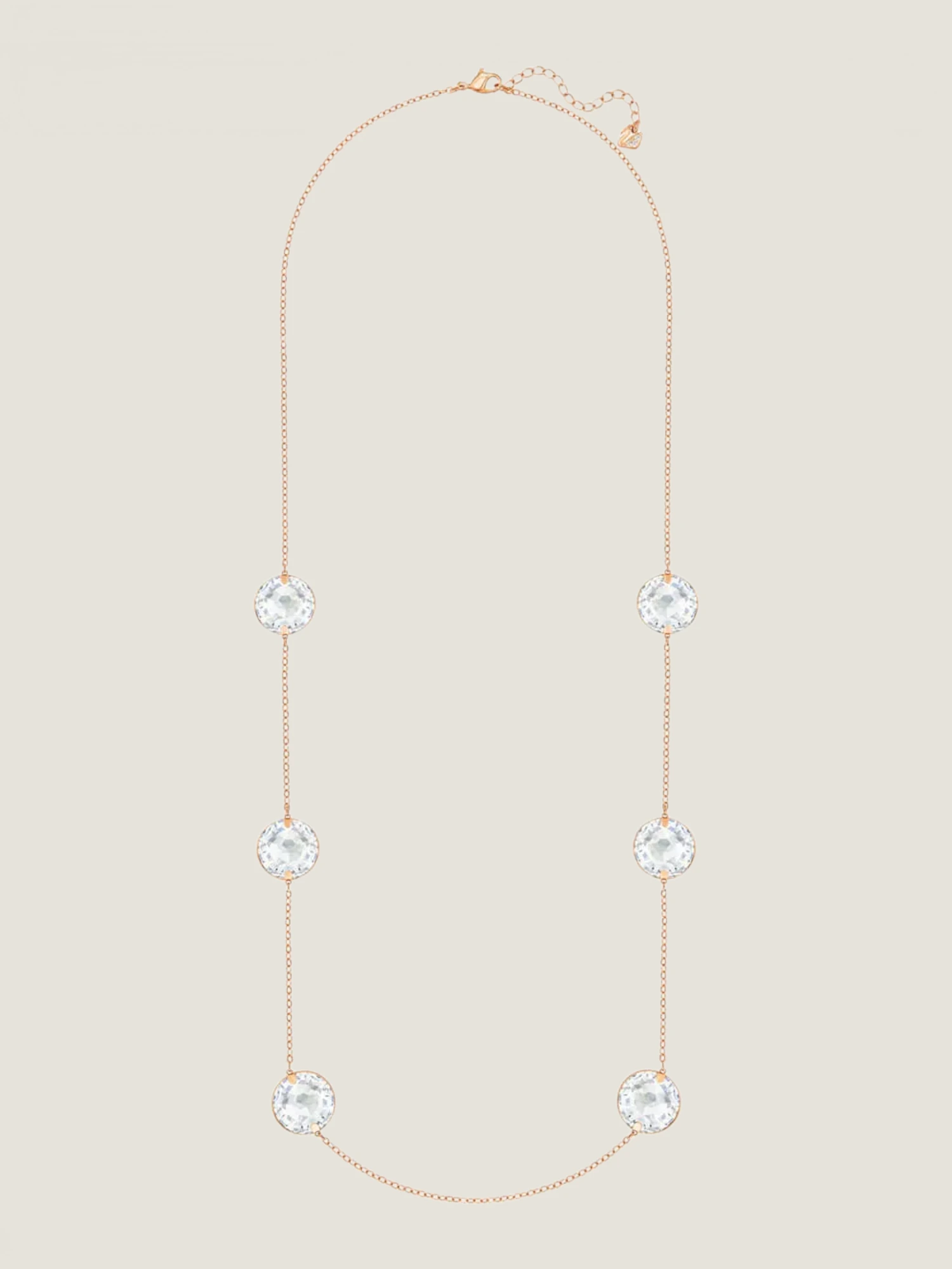Globe Strandage Rhodium-Plated Crystal Long Necklace